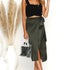 New Women's Solid Color Split Straps Waist Skirt - menochic